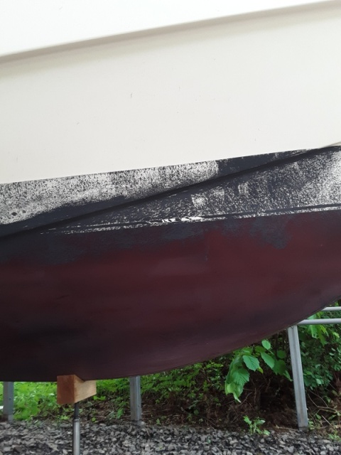 after pressure washing as much of the bottom paint off as possible