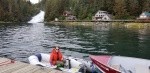 Warm Springs Bay dock and waterfall