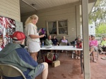 Rosanne showing her galley gadget