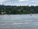 Fishing boats on the Willamette River just downstream of the Falls