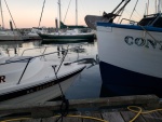 This guy woke us up at 5:30 am. Trying to get into a dock opening in front of us. No damage to our boat, just banged my anchor more than twice.