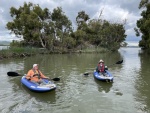 Colby and Steve kayaking at the Duck Club