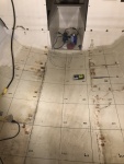 I wasn't comfortable with what might be on the other side of that patch in the hull so that area will be opened up and removed. I also went over the floor with a moisture meter.