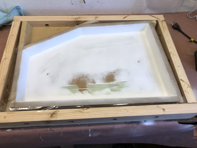 The mold for the port lid top is ready for laying up with 1708 and epoxy. There are several 1/2