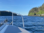 Channel along Ester Island from Lisianski Strait to open ocean in 2022 on my return her it was blocked by kelp