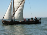 Highlight for Album: Sea Angel's encounter with the replica of Capt. John Smith's Shallop used to explore the Ches. Bay in 1608.