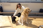 Tara and Paiya at Gorge Harbor Cortez Island Desolation Sound. The dock dolly and her dog.  Sweet gal!