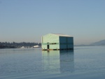 11 Sept Boathouse being moved in B'Ham Bay