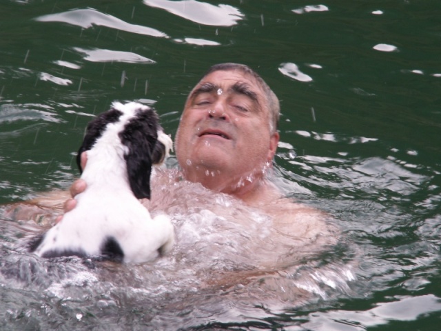 Baxter and Pat Go For a Swim - Lake Pend Oreille - 8-18-07