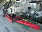 16 foot Adventure Sea Kayak with Amas (outriggers) that fold and open, even from the cockpit.