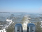 (Sea Angel) Sweet ride south down the James River from the Pagan River to the James River Bridge as we approach the Newport News Shipyard and coal piers