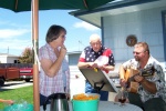 Bill entertaining on back patio