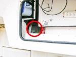 Circled is the Airmar transducer. (Sorry for the poor quality -- my flash did not work.)