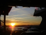 Sunset over the Olympic mountains from the Kingstson ferry.
