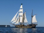 The Lady Washington, official tall ship of our state, giving rides in Sequim Bay.