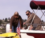 Patty and Pat Getting in Dinghy