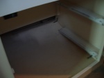 This project involved converting the cavernous space under the Port dinette seat of our 25 into drawer (bin type) storage. Shown with drawer guides in place.