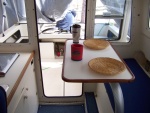 There is still room to work in the galley and pass fore and aft.