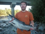 (estimated) 18# king salmon, caught casting and retrieving spinners, Forks Wa, Sept. 2009 nice sun burn too!