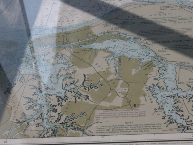 Local Lynnhaven / Broad  Bay area  Chart under the 'glass'. Pix taken early in AM.