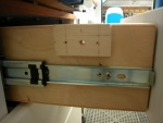 (AnchortownJim) Side view of drawer with added wood block for the retaining pins