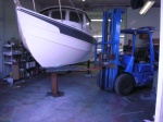 setting boat on the racks