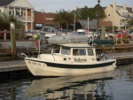 Valkyrie tied up at the Beaufort town docks