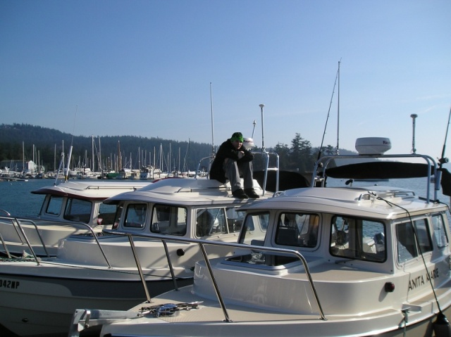 (starcrafttom) james on the Susan E in west sound  with other c-dorys