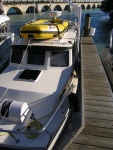 The Lori Ann resting on her bottom. Dockmaster says it's the lowest tide he's ever seen.