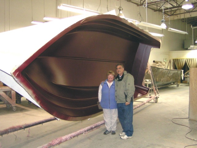(Pat Anderson) 3-18-05 - Daydream is just a fiberglass skin inside a mold at the C-Dory Factory in Auburn