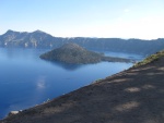 Crater Lake Oregon on the rim road, 7100 feet   gorgeous and some scary to tow. Crater lake is the deepest lake in the USA