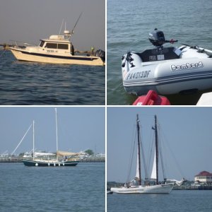 Junior the Dink, anchored near the Cape May Coast Guard station. Great spot continuous boat traffic in a no wake zone. About  one mile dink ride to The Loster House Restaurant