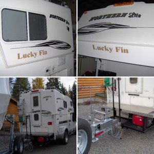 Northern Lite, Much smaller and lighter. But was next to impossible to get into it pulling the boat.