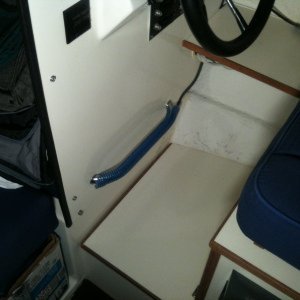 Foot rest,  hose covering tubing to keep feet warm!