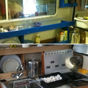 Test rack behind sink.