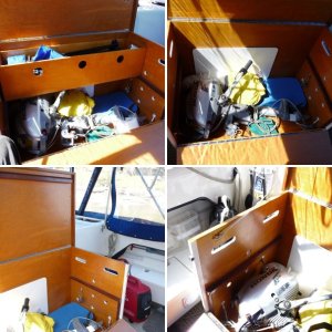 1. Cockpit Storage Box. We like to cruise the British Columbia Coast for a month at a time in the summer. With shorter trips throught the year. This box helps to keep our clutter of gear and stuff a little more tolerable, also secure when we leave the boat.
