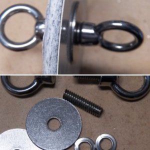 I found these stainless lift eyes on Amazon for $2 each.  When I tried to order more, the price had gone to $3.  I cut 1/4" stainless threaded rod to make the tie-down points that I wanted.