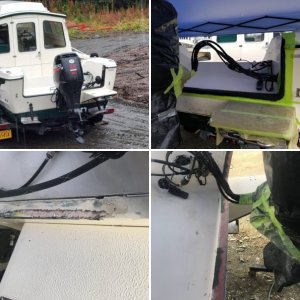 Slight delamination of the forward edge of the transom