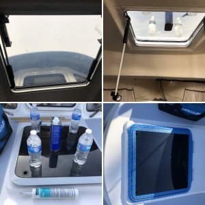 Never had water in cabin, then hatch leaked on the aft edge of the Lexan.  A very small separation, but enough to get a drip over time, during heavy rain.