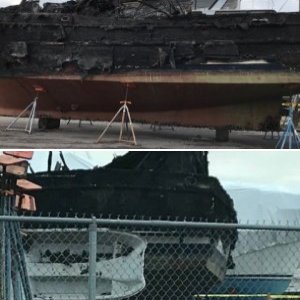 burnt trawler Everett Marina