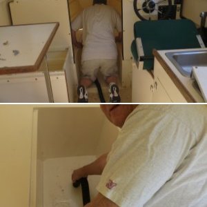 Vacuuming out foam core (filled with water)