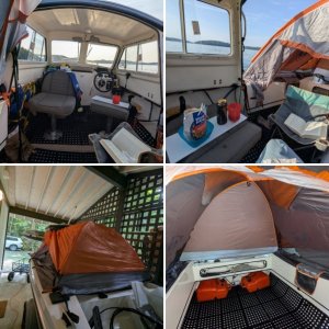 Adapting a truck bed tent to a 16\' Angler