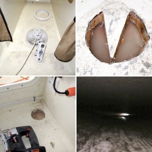 Inspection hole in forward berth sole