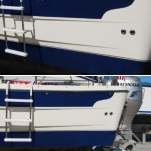 Three rung portable boarding ladder.