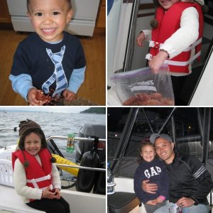 Shrimping 2012.  My g-daughter at the helm.