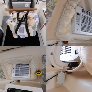 The first thing I did was epoxy some "feet" on the bottom of the AC.  There are "hooks" cut into the feet to sit on the window frame.  These are glued down with 5200.
