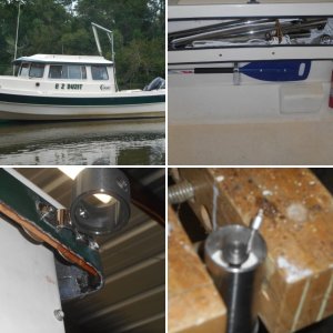 The boom makes easy work of lifting the dinghy on and off the roof.  I can also swing items across the gunnel to and from the dinghy.