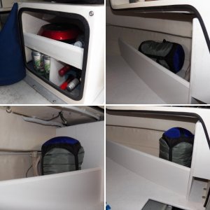 All of the electrical wiring just hangs loose on the back of the helm, which is in the V berth on the 16.  I've still got a few more modifications (like a negative buss bar) and then I need to cover it up.