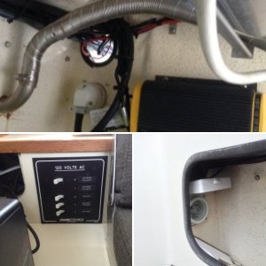 AC Outlet, starboard side forward in aft deck storage compartment