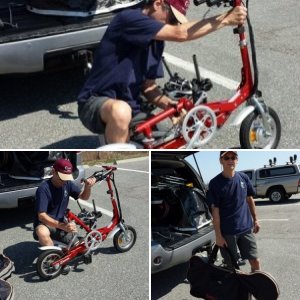Comes in a carrying bag...weighs 32lbs